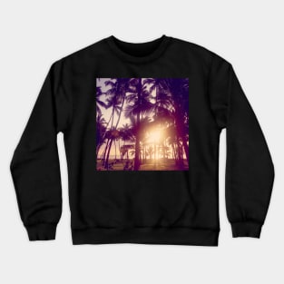 sunset at the beach under the palm trees Crewneck Sweatshirt